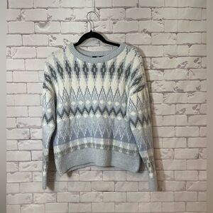 Frye Blue and White Patterned‎ Women's Sweater